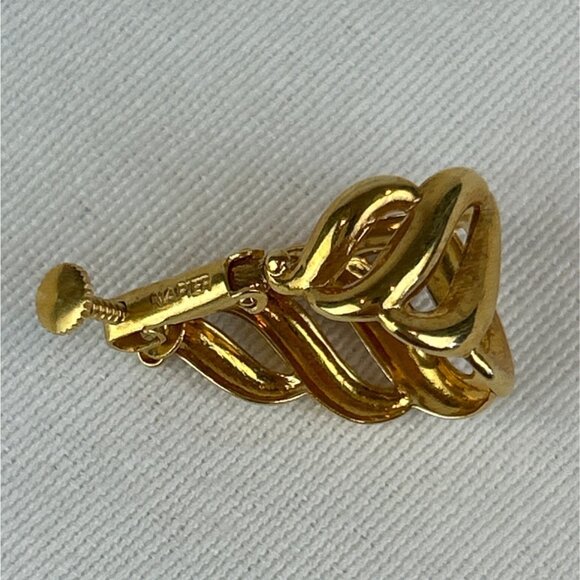 Vintage Napier Gold Tone Screw Back Earrings Twisted Rope Design SINGLE 80s 90s - Picture 4 of 5